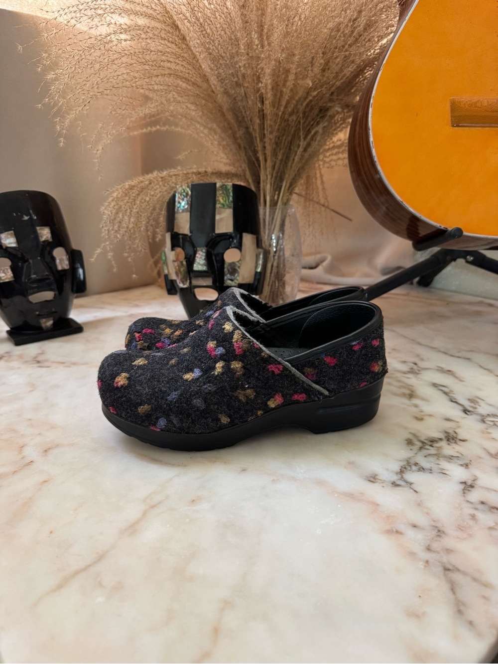 Dansko Professional Floral Wool Felt Clogs Women’s EU 38 Black Comfort Shoes - Picture 5 of 9